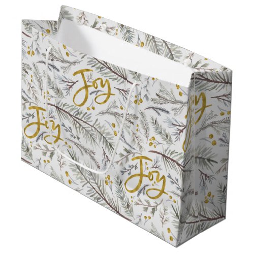 Gold Glitter Fir twigs  Large Gift Bag