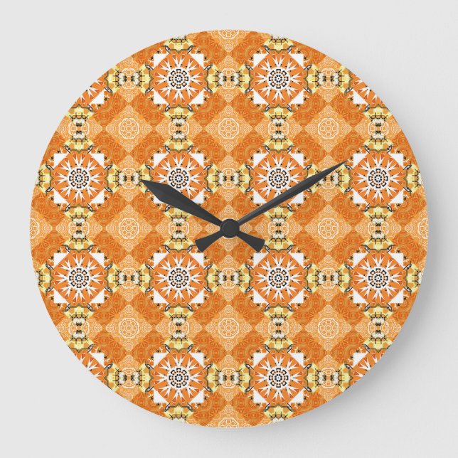 Gold Glitter Fishnet: Sparkling Seamless Large Clock (Front)