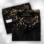 Gold Glitter Flakes on Black Envelope<br><div class="desc">A gold faux glitter flake pattern is printed on the inside and outside of these black envelopes that feature your FREE return address on the back flap in gold chic lettering.</div>