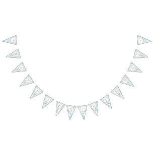 Gold Glitter Flamingo 1st Birthday Pennant Banner