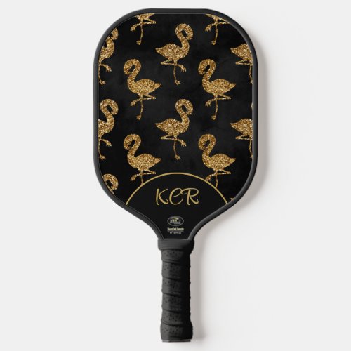 Gold Glitter Flamingos Exotic Glam Official USA Pickleball Paddle