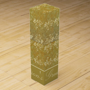 Gold Glitter Floral Pattern Wine Box