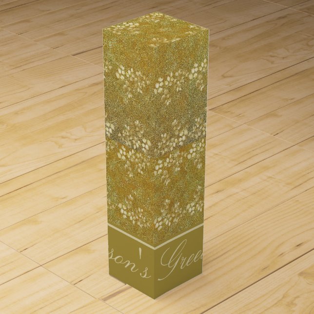 Gold Glitter Floral Pattern Wine Box (Front)