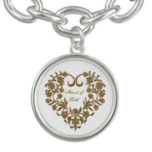 Gold Glitter Flourish Valentine Bracelet