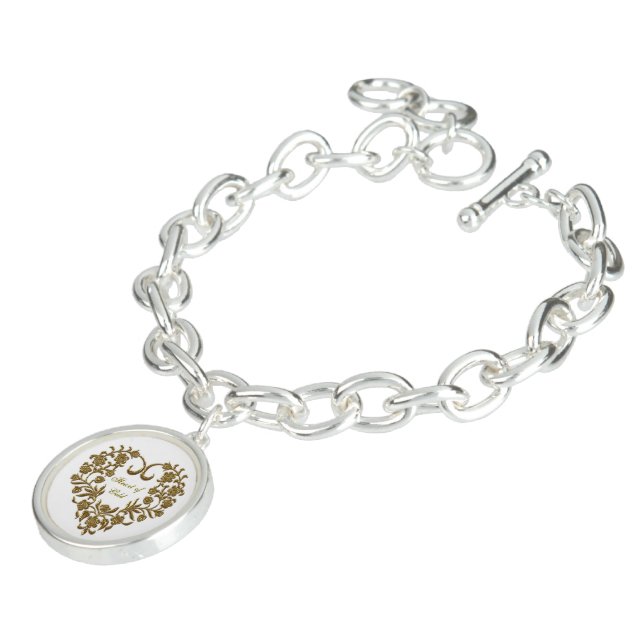 Gold Glitter Flourish Valentine  Bracelet (Side)