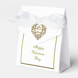 Gold Glitter Flourish Valentine Favor Boxes