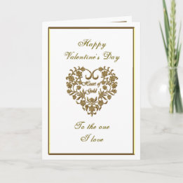 Gold Glitter Flourish Valentine Greeting Card