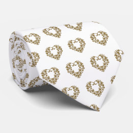Gold Glitter Flourish Valentine Neck Tie