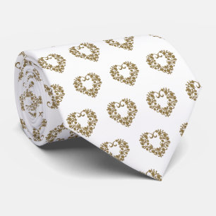 Gold Glitter Flourish Valentine Neck Tie