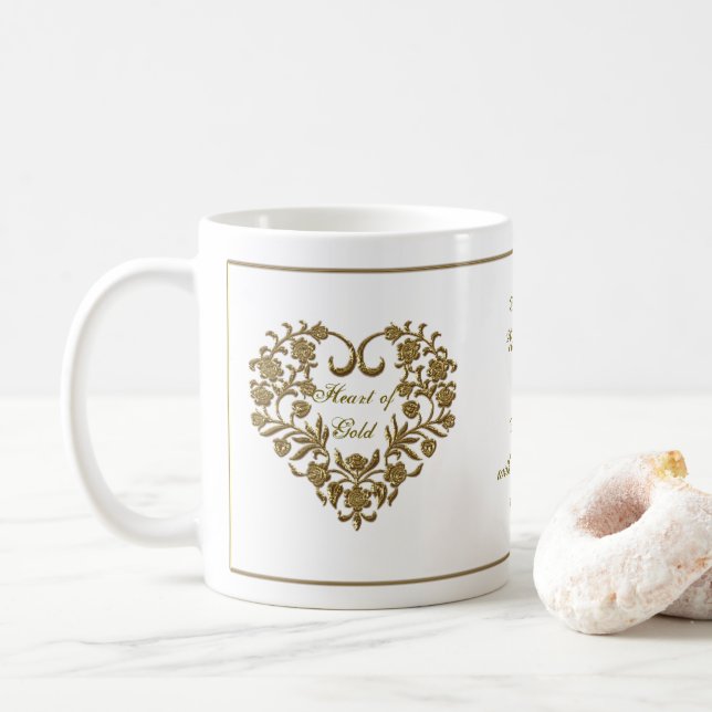 Gold Glitter Flourish Valentine's Day Mug (With Donut)