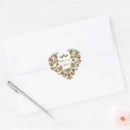 Gold Glitter Flourish Valentine's Heart Sticker