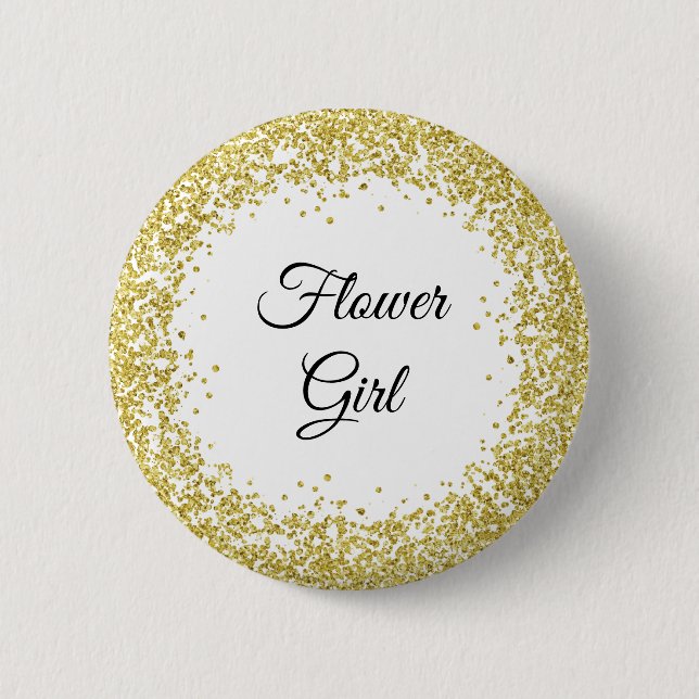 Gold Glitter. Flower girl. Button (Front)