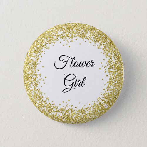 Gold Glitter Flower girl Button