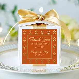 Gold Glitter Flower Wedding Return Gift Favor Square Sticker