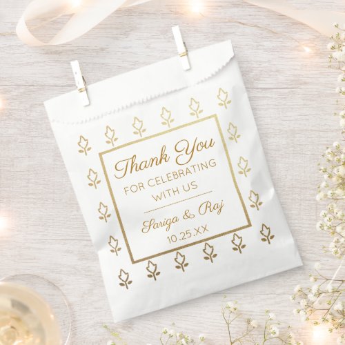 Gold Glitter Flower Wedding Return Gift Paper Favor Bag