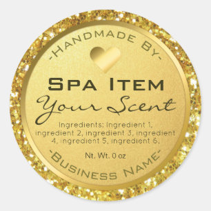 Gold Glitter Foil Bath Spa Soap And Scrub Classic Round Sticker
