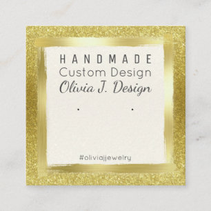 Gold Glitter & Foil Earring Display Packaging Square Business Card