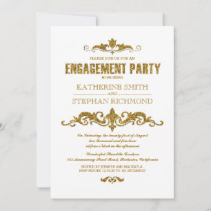 gold glitter foil elegant engagement party invite