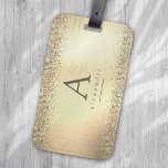 Gold Glitter Foil Monogram Luggage Tag<br><div class="desc">Personalize this gold glitter design with your name and monogram initial.</div>