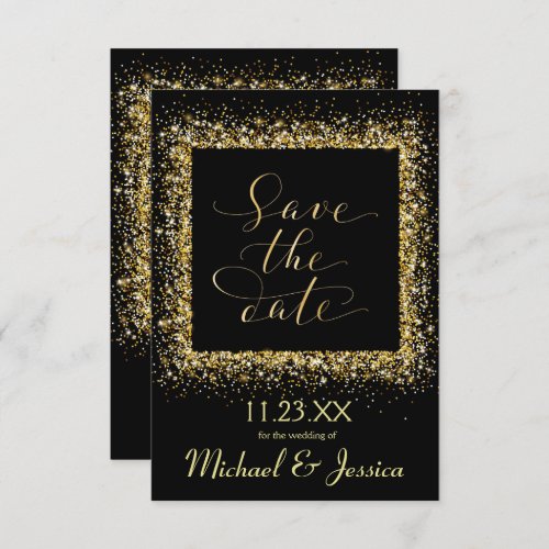 Gold Glitter Frame _ 3x5 Save the Date Invitation