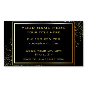 Gold Glitter Frame Golden Text Black Professional  Business Card Magnet
