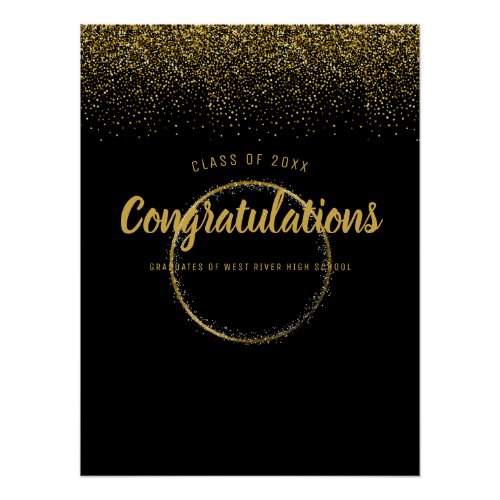 Gold Glitter Frame Graduation Photo Booth Backdrop Poster