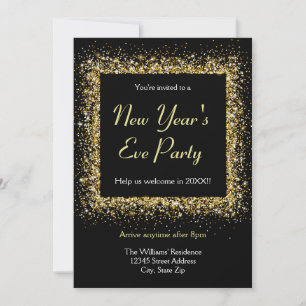 Gold Glitter Frame - New Year's Eve Party Invitation