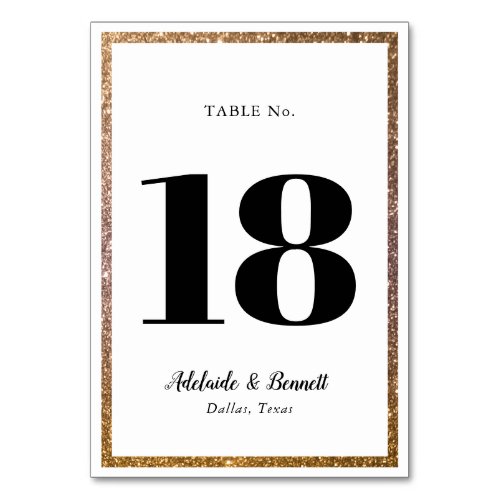 Gold Glitter Frame Table Number