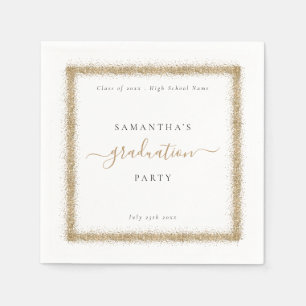 Gold Glitter Frame Year Name Graduation Party Napkins