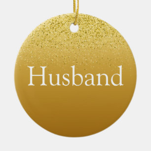 Gold Glitter Fun Best Husband Ever Definition Ceramic Ornament