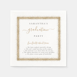 Gold Glitter Fun Facts Name Graduation Party  Napkins