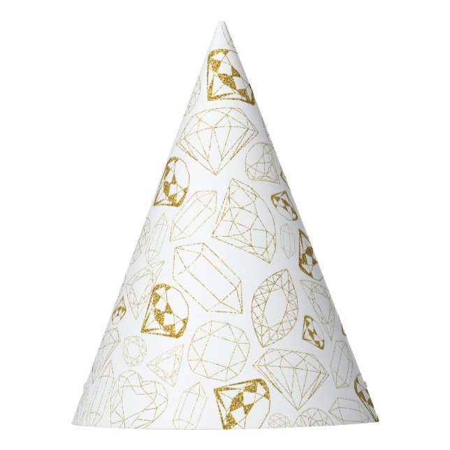 Gold Glitter Gem She's a Gem Birthday Party Hat (Front)