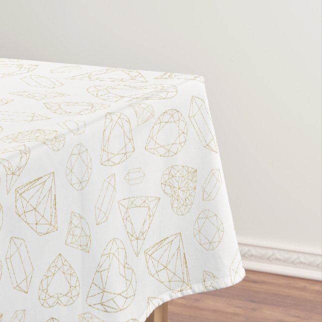 Gold Glitter Gemstone Birthday Party Tablecloth (In Situ)