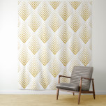 Gold Glitter Geometric Art-Deco Pattern Tapestry<br><div class="desc">Elegant gold glitter art-deco geometric pattern with white changeable background color.</div>