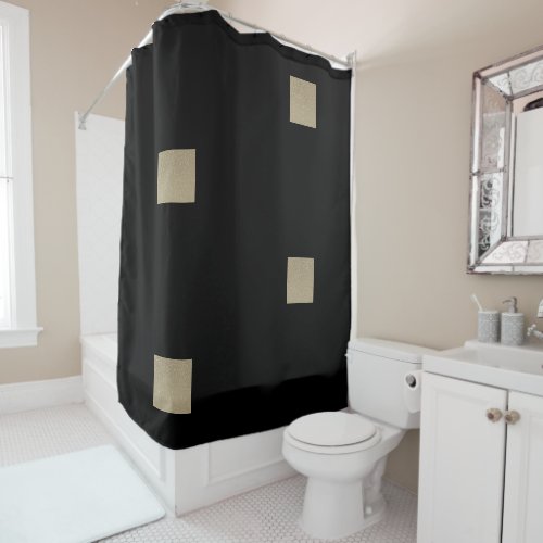 Gold Glitter Geometric Patterns Sparkly Black Cute Shower Curtain