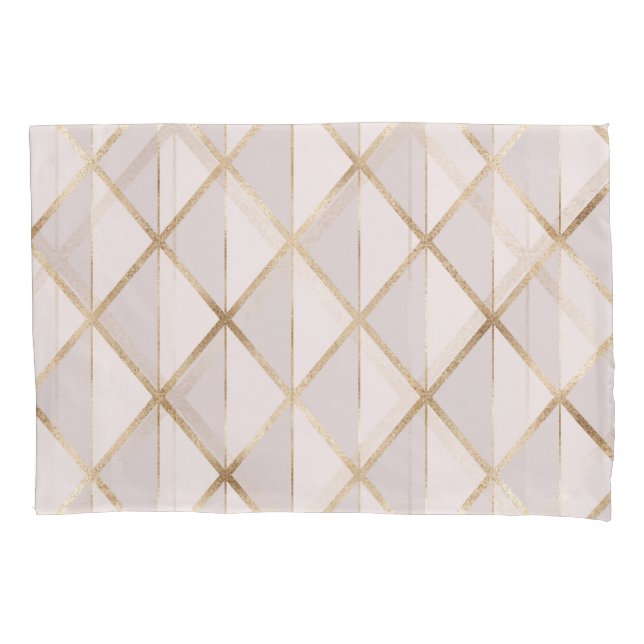 Gold glitter, geometric rhombus pattern. pillow case (Front)