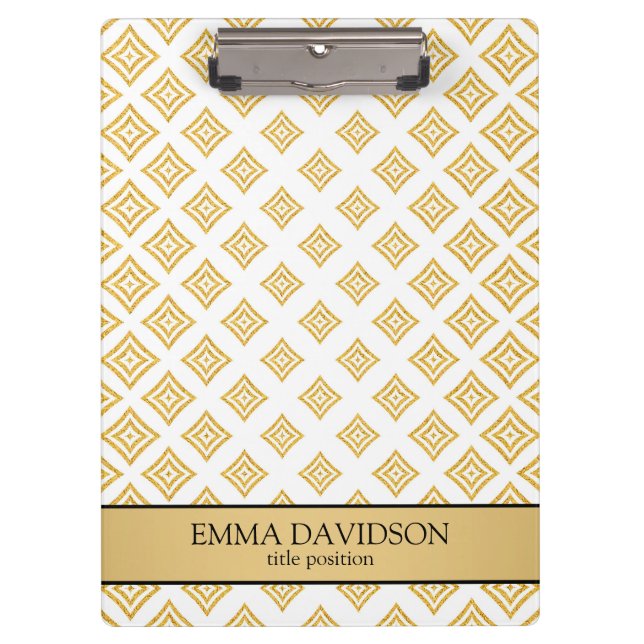 Gold Glitter Geometric Shapes Clipboard (Front)