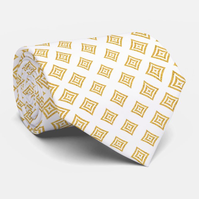 Gold Glitter Geometric Shapes Neck Tie (Rolled)