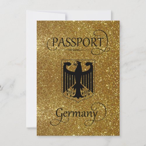 Gold Glitter Germany Passport Save the Date Card