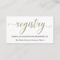 Gold Glitter Gift Registry Enclosure Card