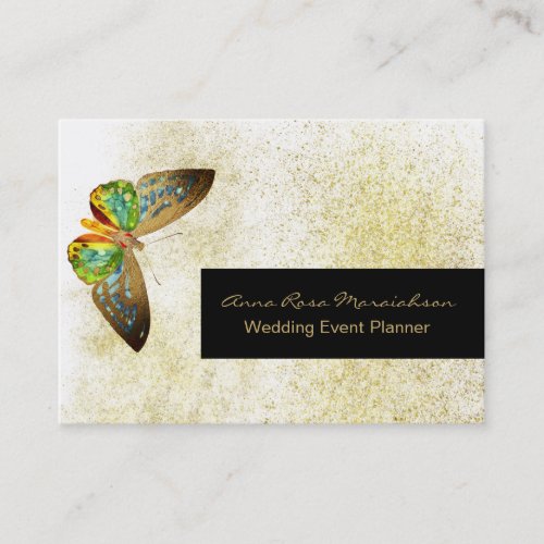  Gold Glitter Gilded Butterfly Chic Girly White Business Card