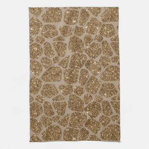 Gold Glitter Giraffe Print Kitchen Towel
