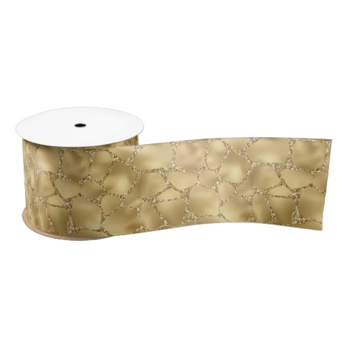 Gold Glitter Giraffe Print       Satin Ribbon