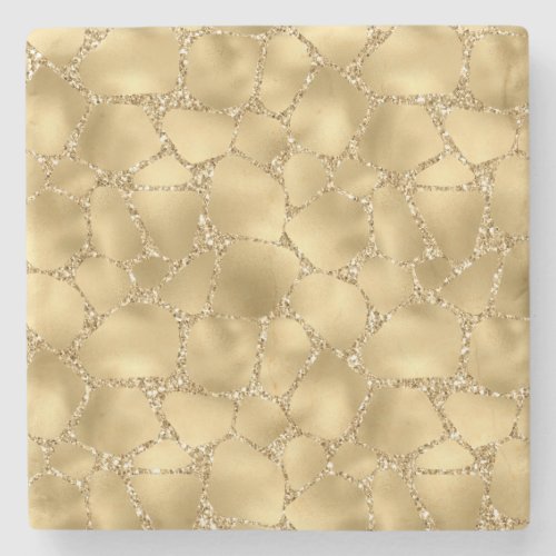 Gold Glitter Giraffe Print        Stone Coaster