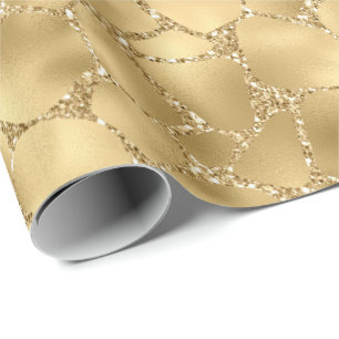 Gold Glitter Giraffe Print Wrapping Paper