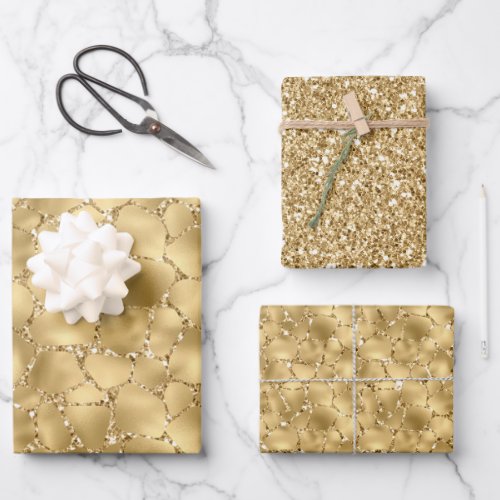 Gold Glitter Giraffe Print       Wrapping Paper Sheets