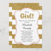 Gold Glitter Girl Baby Shower Invitation (Front/Back)