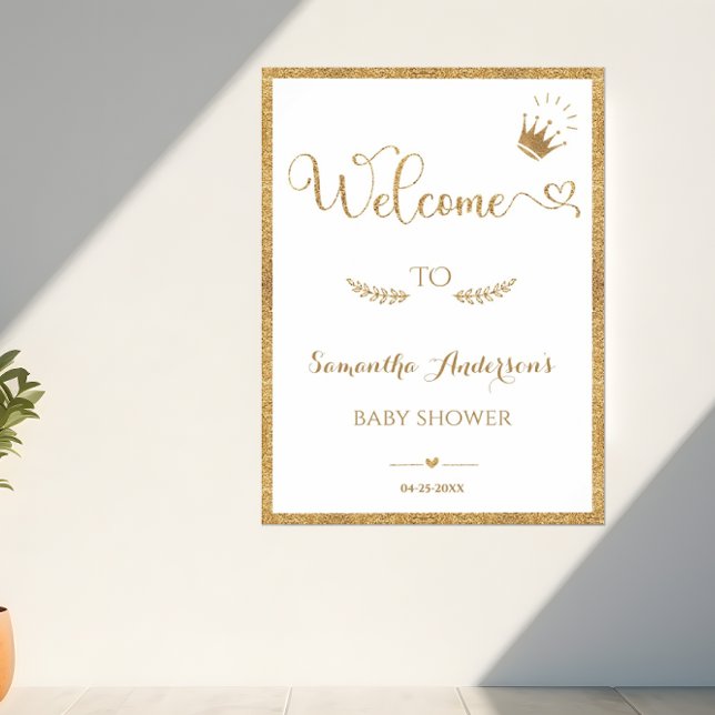Gold Glitter Girl Baby Shower Welcome Poster (Creator Uploaded)