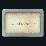Gold Glitter Girly Luxury Modern Monogram Name Belt Buckle<br><div class="desc">Gold Faux Foil Metallic Sparkle Glitter Brushed Metal Monogram Name Belt Buckle. This makes the perfect graduation,  sweet 16 16th,  18th,  21st,  30th,  40th,  50th,  60th,  70th,  80th,  90th,  100th birthday,  wedding,  bridal shower,  anniversary,  baby shower or bachelorette party gift for someone that loves glam luxury and chic styles.</div>