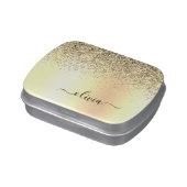 Gold Glitter Girly Luxury Modern Monogram Name Candy Tin (Side)